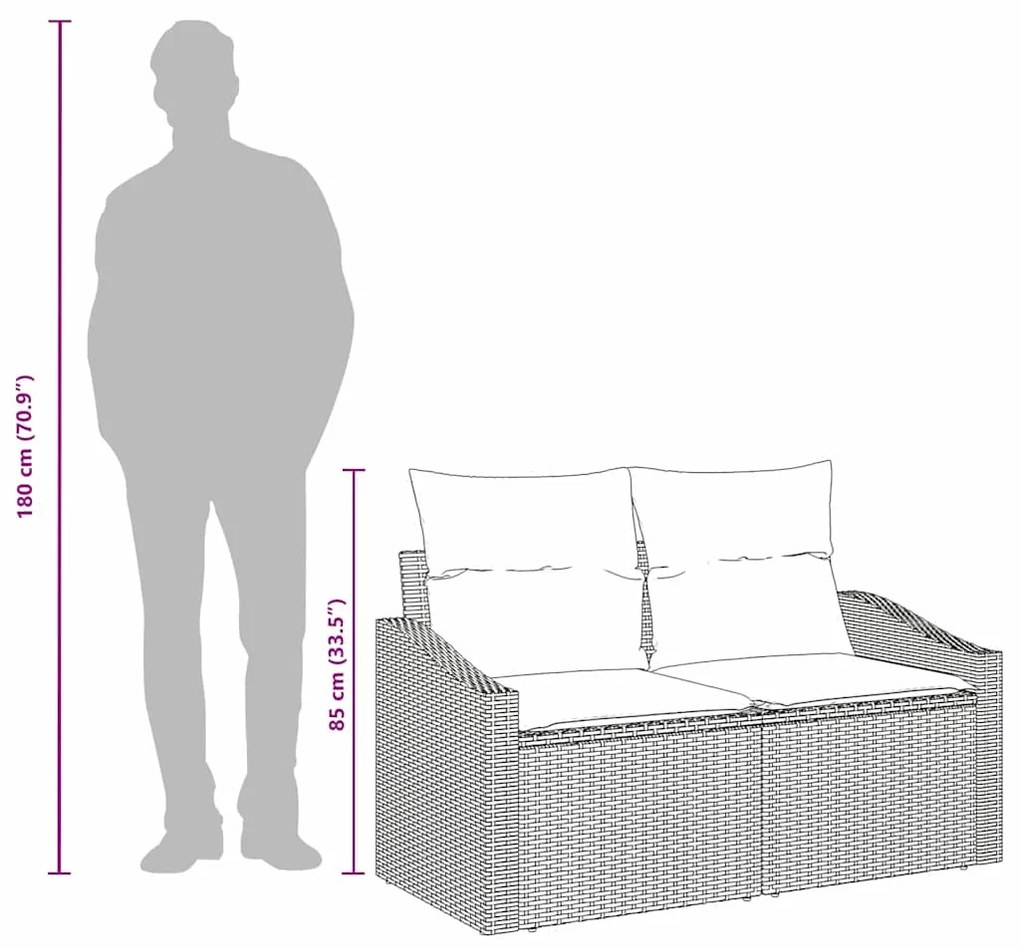 Sofá de Jardim 2 Lugares vidaXL com Armazenamento e Almofadas Cinza Ra