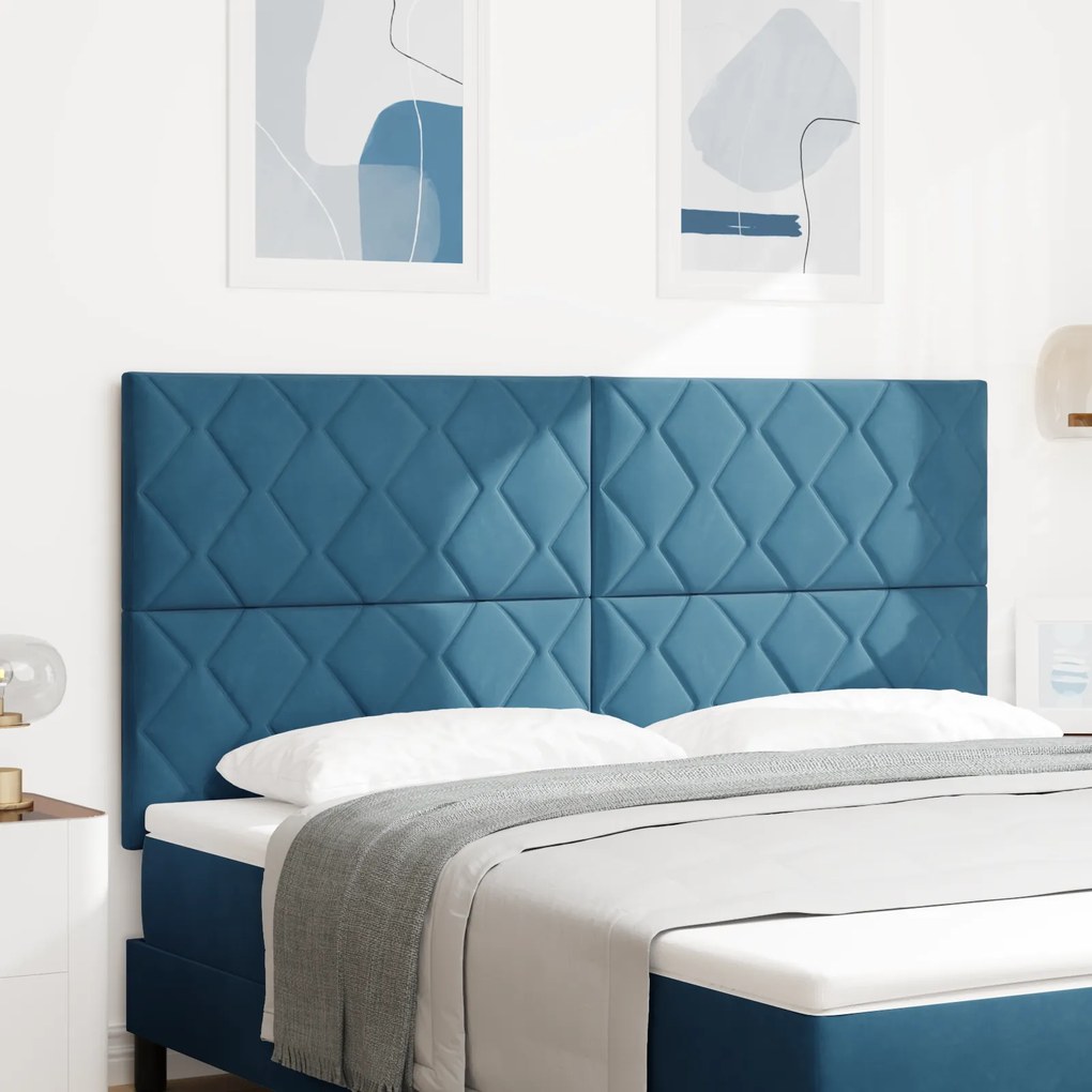 Cabeceira Design Blocos de Diamante Azul Escuro 180 cm Veludo