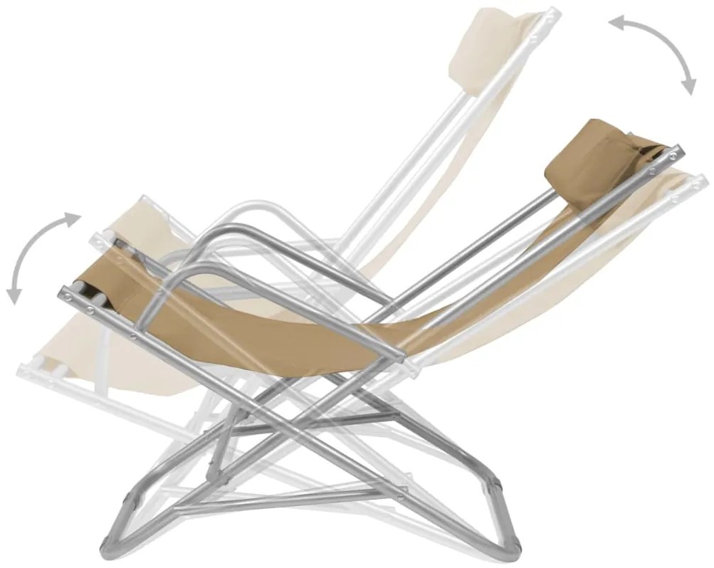 Cadeiras de jardim reclináveis 2 pcs aço cinzento-acastanhado