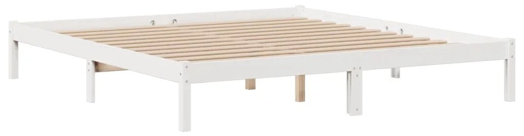 Cama com estante sem colchão 200x200 cm pinho maciço branco