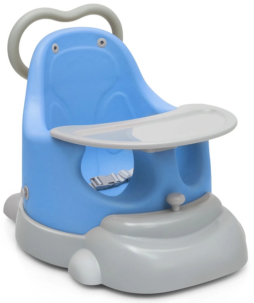 Elevador de cadeira para bebé com rodas universais com base destacável de travão e bandeja 57 x 43 x 45 cm azul