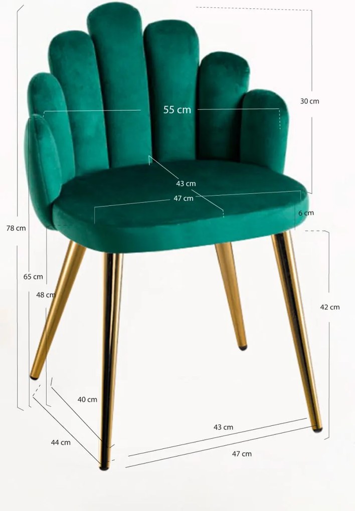 Cadeira Hand Gold Veludo - Verde