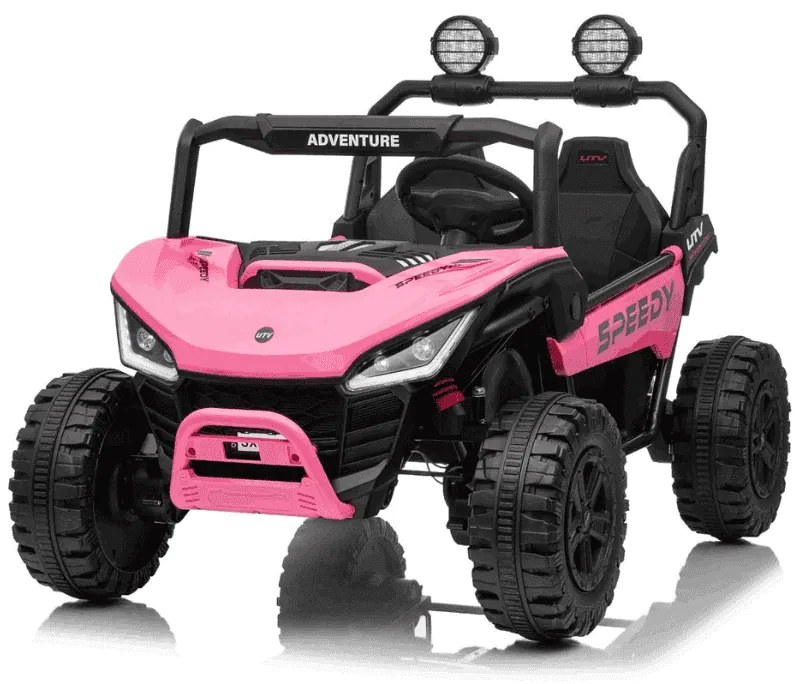 Jipe elétrico para crianças T-REX Ride 4x4, 2 Lugares, 24V, leitor MP3, bateria de lítio, Rodas EVA, controlo remoto, luzes LED Rosa