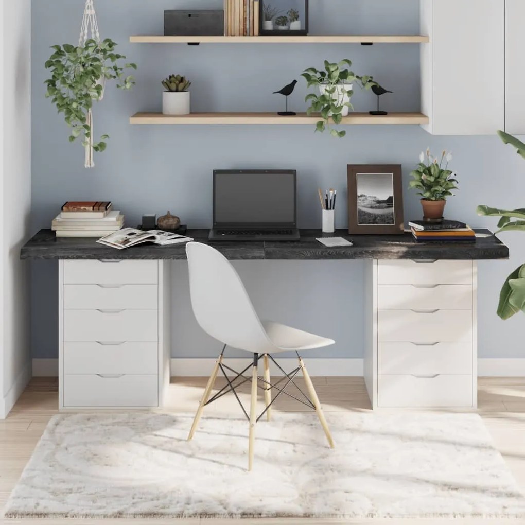 3156463 vidaXL Tampo de mesa 200x60x6 cm carvalho tratado cinza-escuro