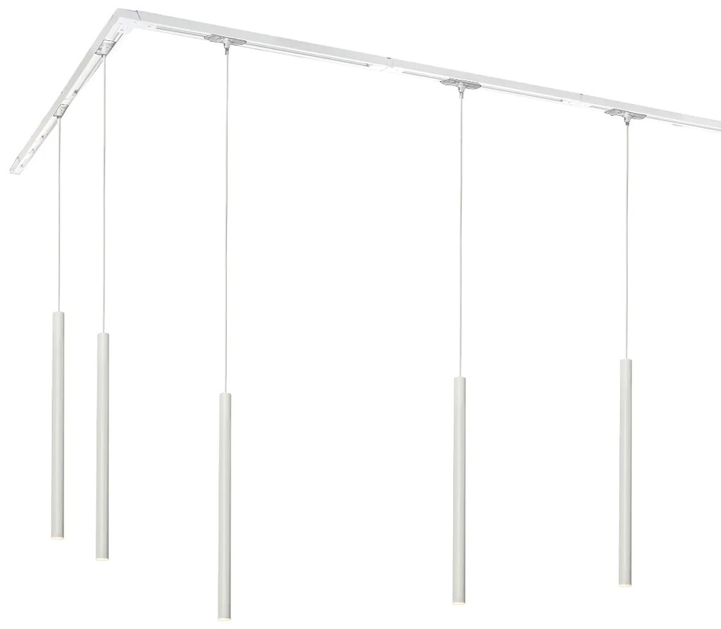 Sistema de iluminação de trilho moderno com 5 luzes pendentes branco 1-fase - Iconic Frini Moderno