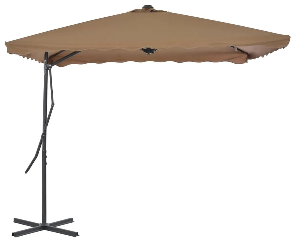 Guarda-sol exterior c/ poste em aço 250x250cm cinza-acastanhado