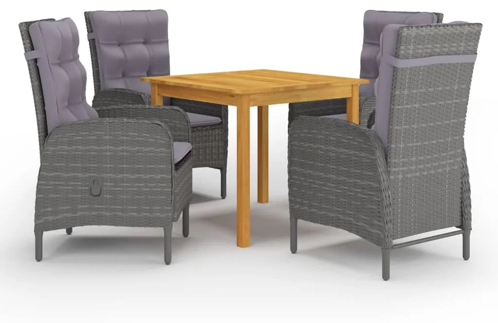 vidaXL 5 pcs conjunto de jantar para jardim cinzento