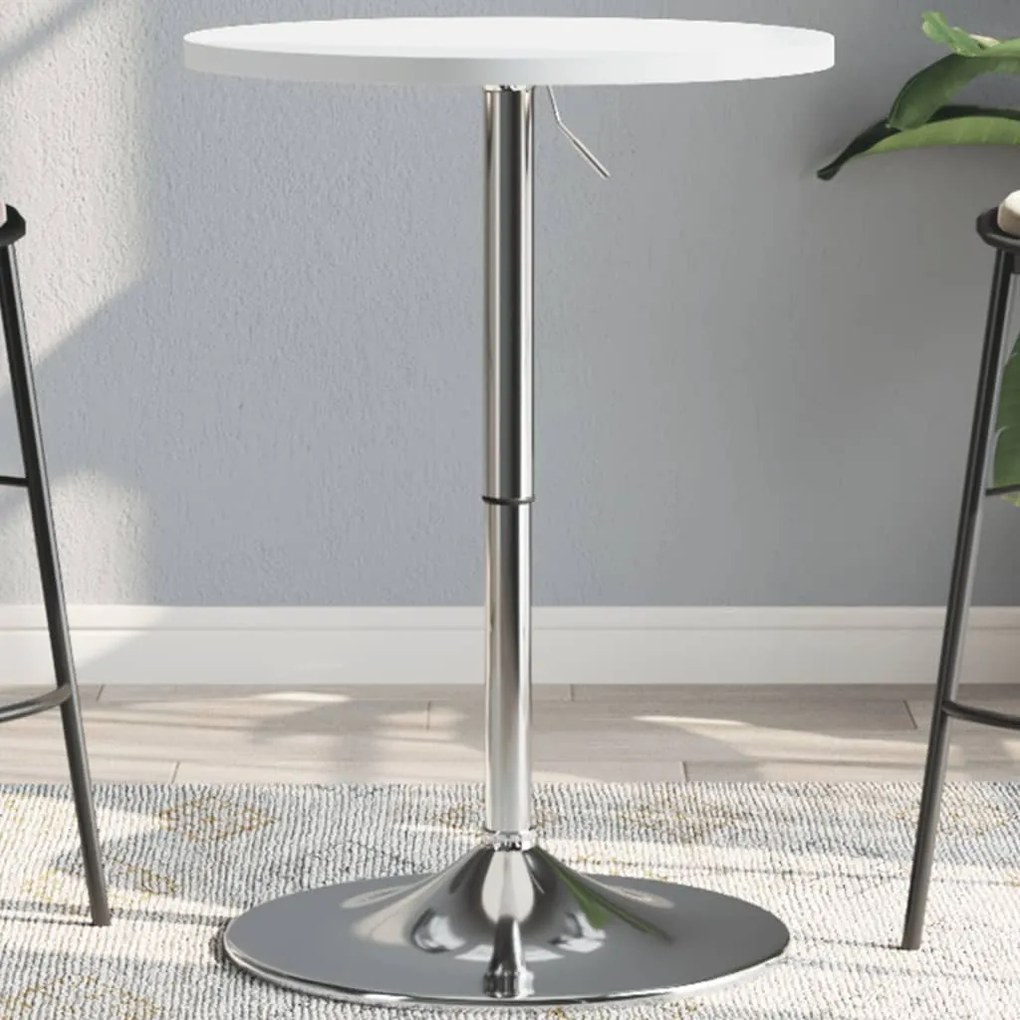 vidaXL Mesa de bar 50x50x90 cm derivados de madeira/aço cromado branco