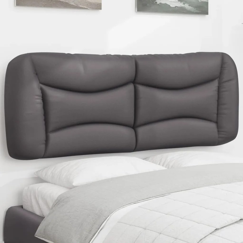 vidaXL Almofadão de cabeceira 140 cm couro artificial cinzento