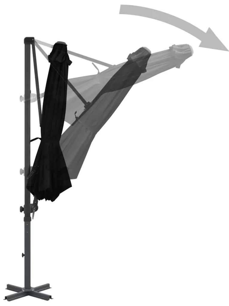 Guarda-sol de jardim cantilever c/ poste alumínio 300 cm preto