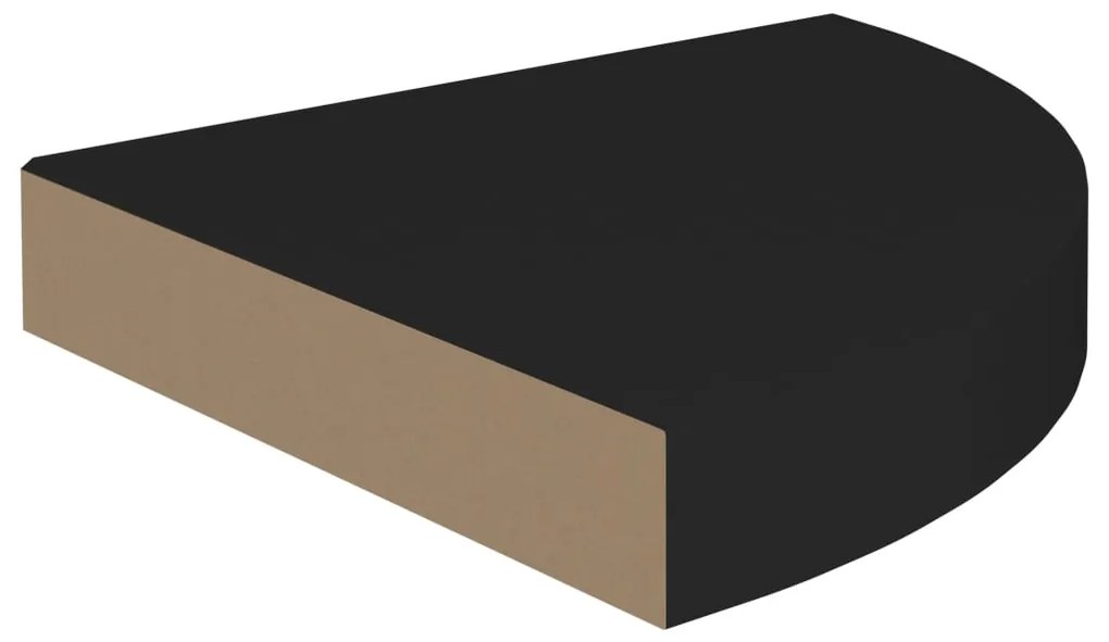 Prateleiras de canto suspensas 2 pcs 25x25x3,8cm MDF preto