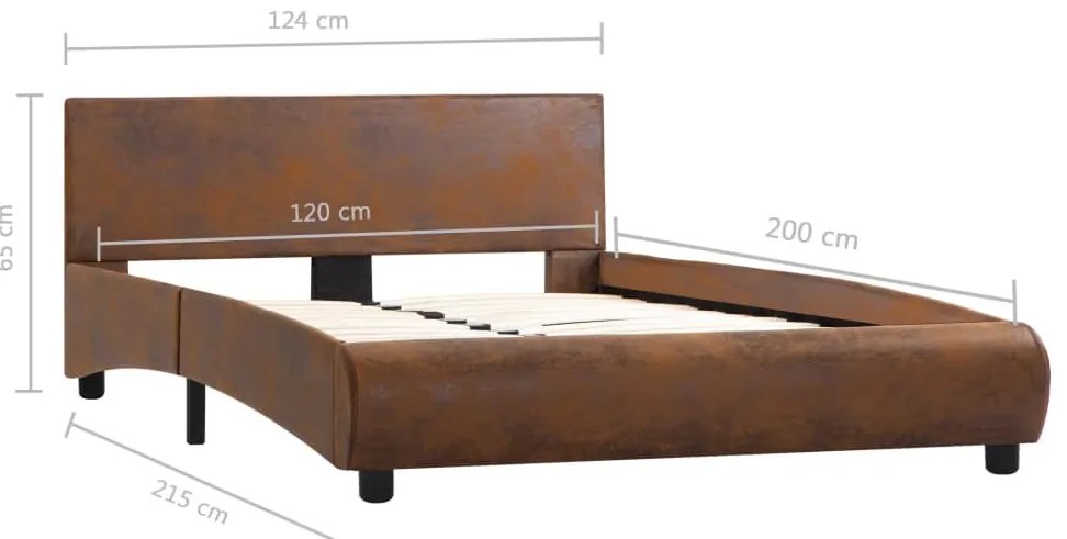Estrutura de cama 120x200 cm couro artificial castanho
