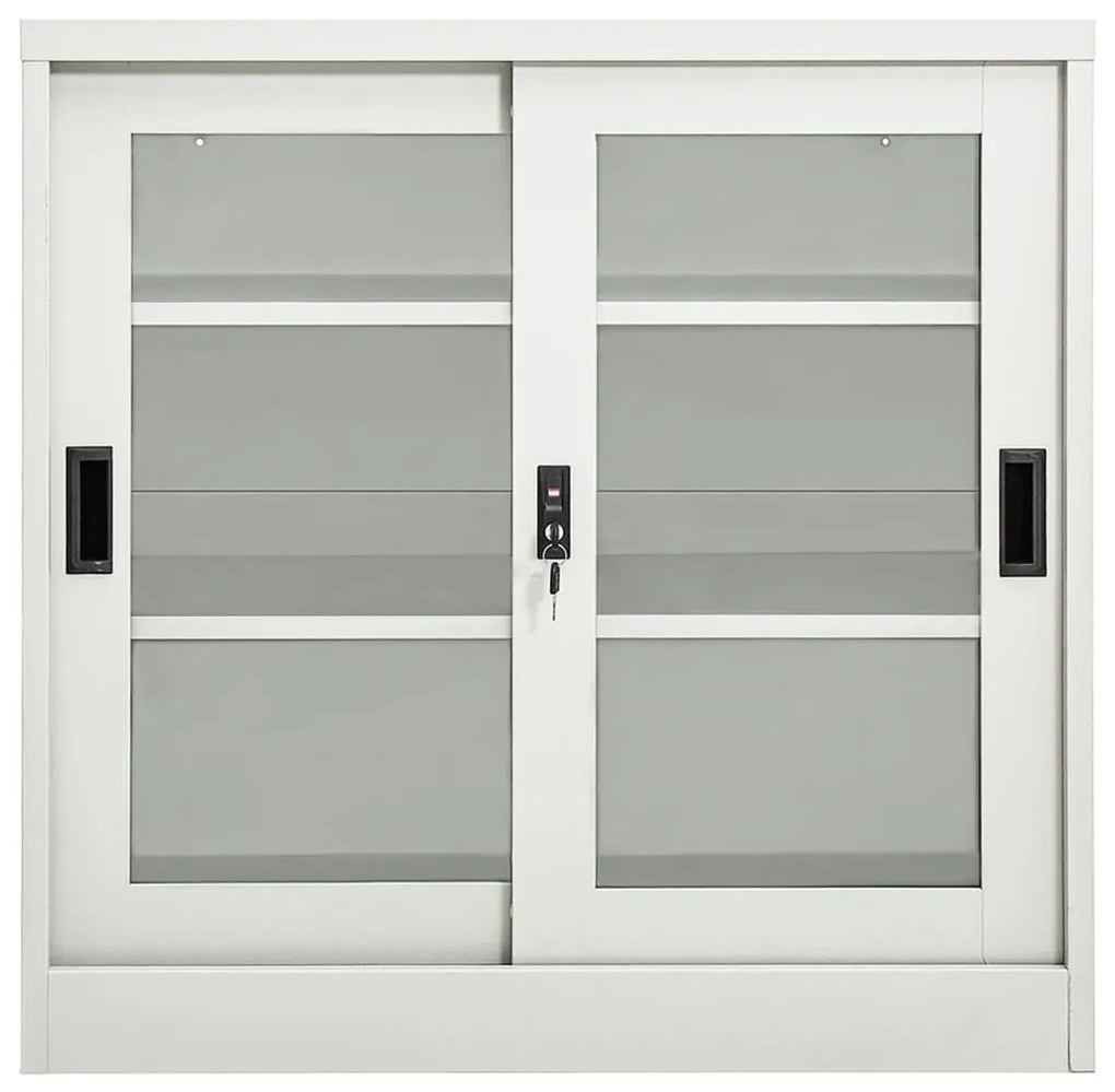 Armário com porta deslizante aço 90x40x90 cm cinzento-claro