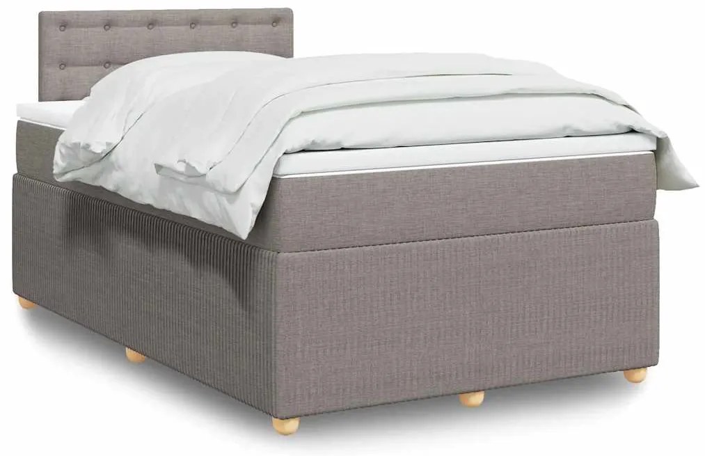 vidaXL Cama boxspring c/ colchão 120x190cm tecido castanho-acinzentado