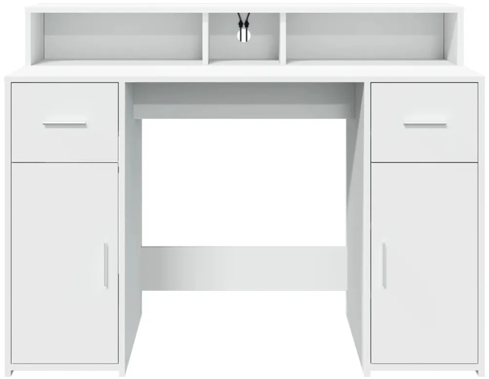 Secretária c/ luzes LED 120x55x91cm derivados de madeira branco