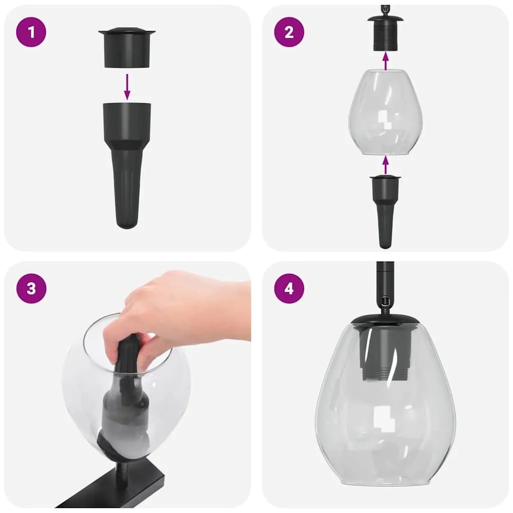 Luzes de teto com cúpula de vidro ajustável Antracite E27