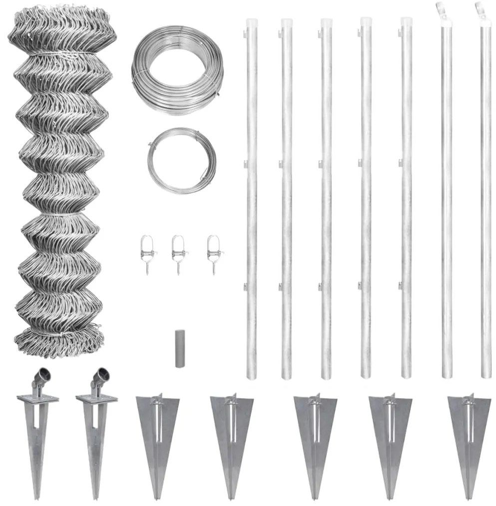 Cerca de arame com postes/espetos 15x1 m aço galvanizado