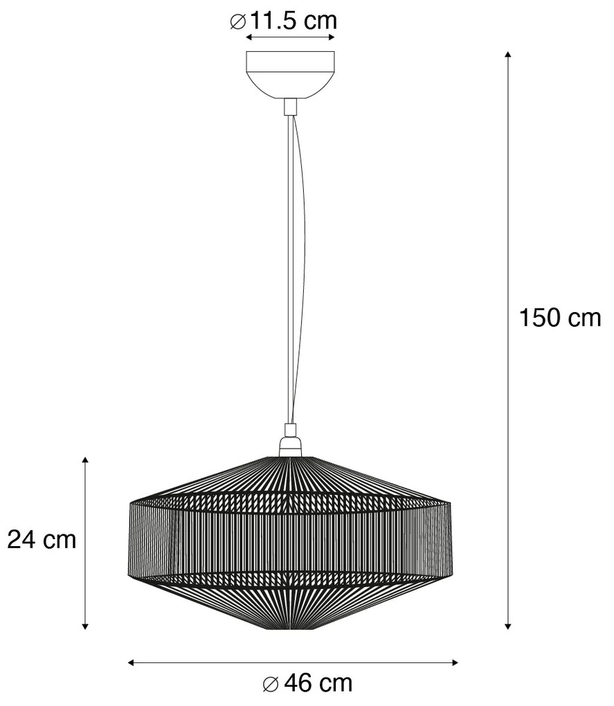 Japandi hanglamp bruin touw 46cm - Svea Japandi
