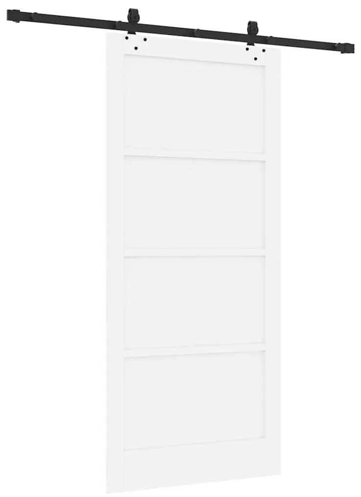 Porta Deslizante vidaXL com Conjunto de Ferragens Branco 93x202 cm Mad