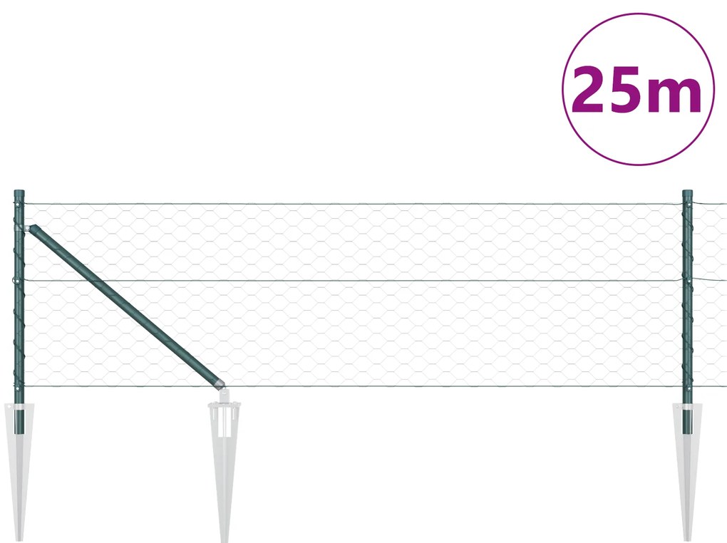 Cerca Hexagonal vidaXL Verde 0,6x25 m Aço