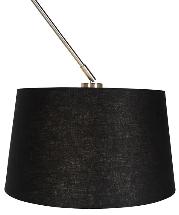 Candeeiro de suspensão em aço com cúpula de linho preto 35 cm - Blitz Moderno