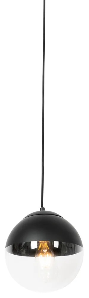 Candeeiro de suspensão retro preto com vidro transparente 20 cm - Eclipse Retro