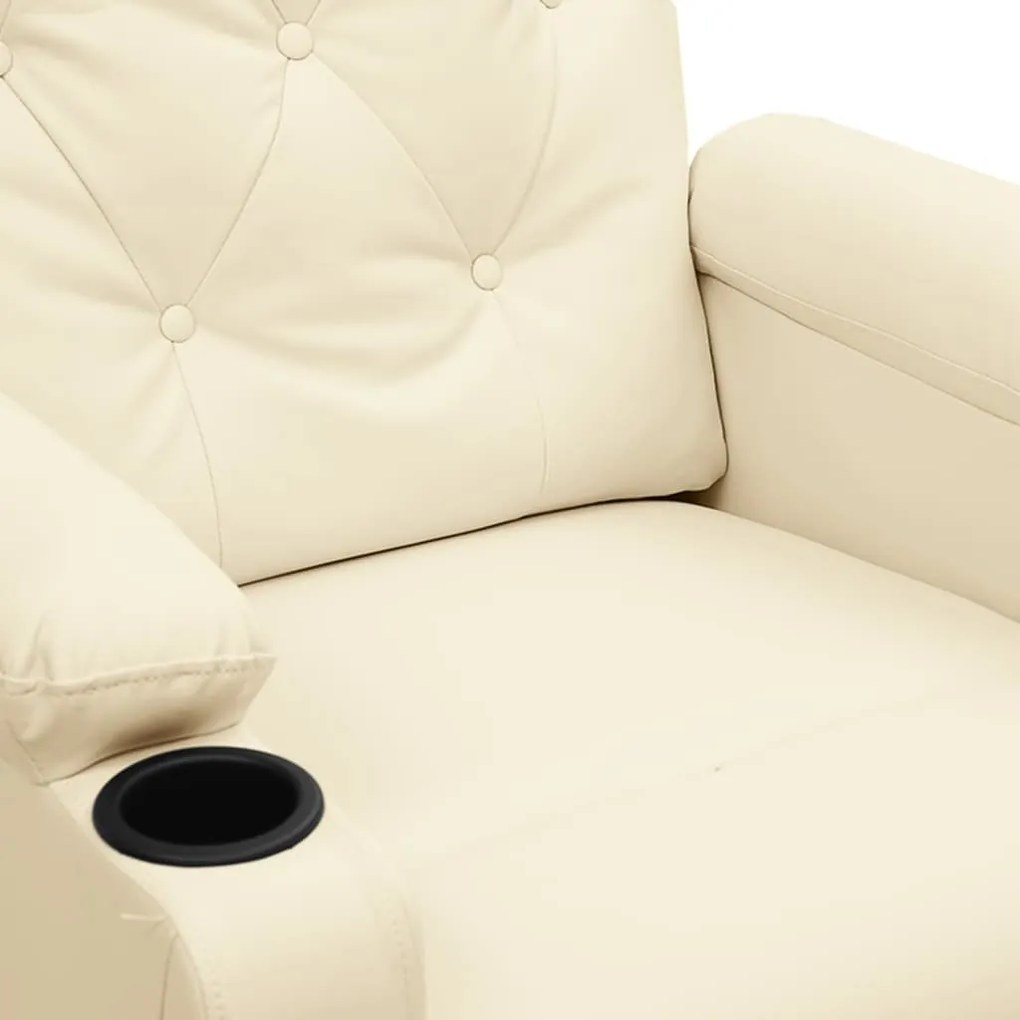 Poltrona de massagens elevatória couro artificial cor creme