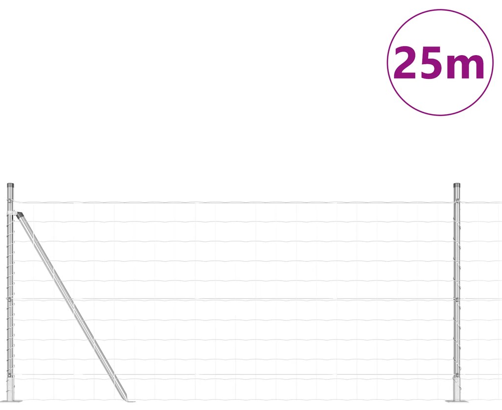 Cerca Euro da com 13 Postes Flangeados 1x25 m Aço Galvanizado