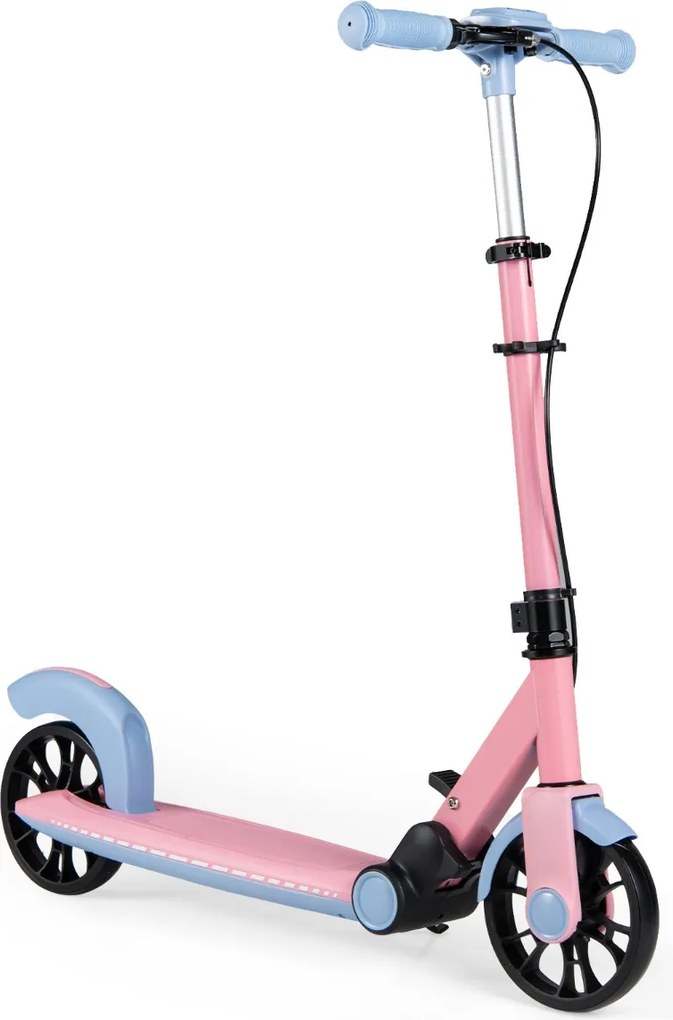 Trotinete dobrável para crianças +6 anos 2 rodas iluminadas com Guiador ajustável em 3 alturas Plataforma antiderrapante Rosa