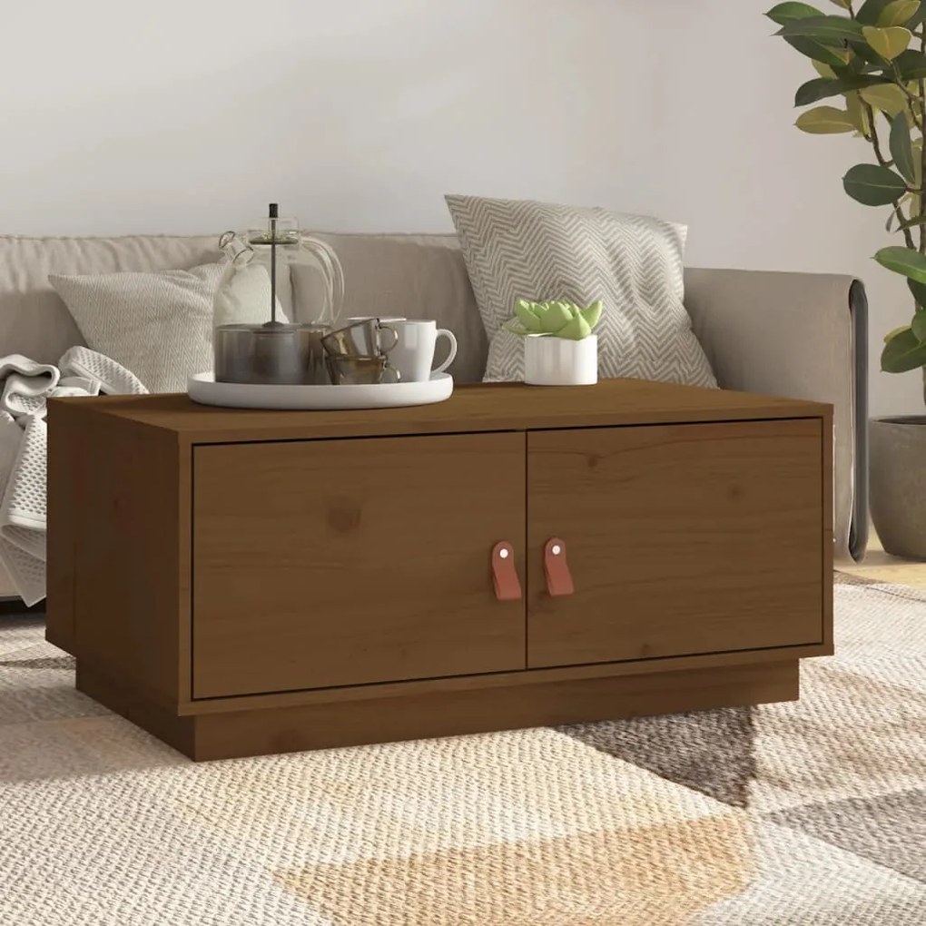 Mesa de centro 80x50x35 cm pinho maciço castanho mel