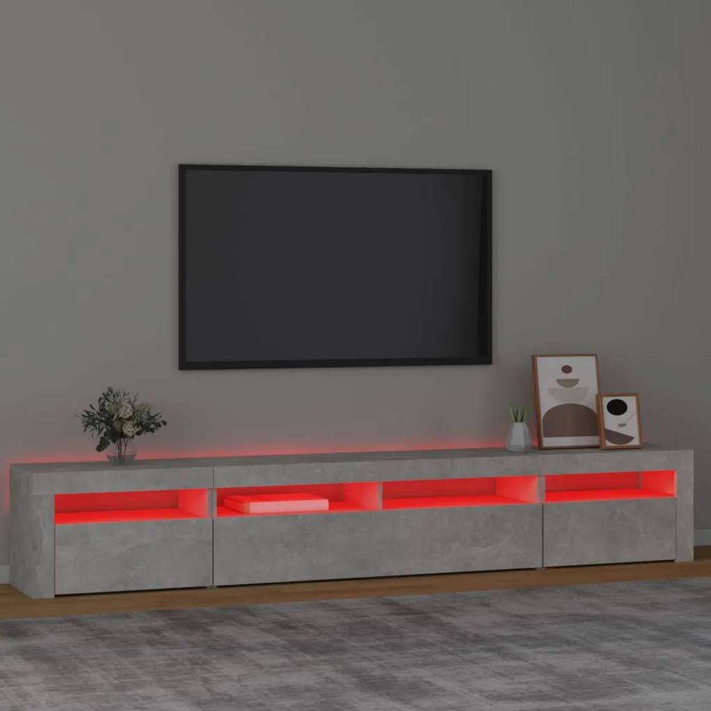Móvel de TV com luzes LED 240x35x40 cm cinzento cimento