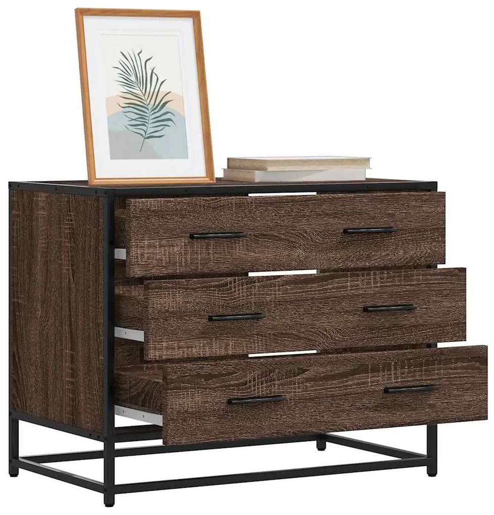 Cómoda de 3 Gavetas - 70x41x56 cm - Derivados Madeira Carvalho Castanh