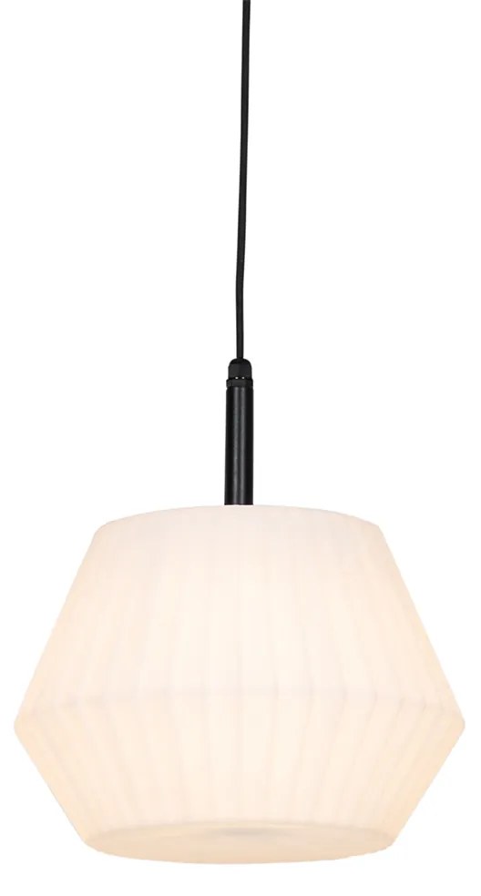 Candeeiro de suspensão exterior moderno preto com cúpula branca 33 cm IP44 - Robbert Moderno