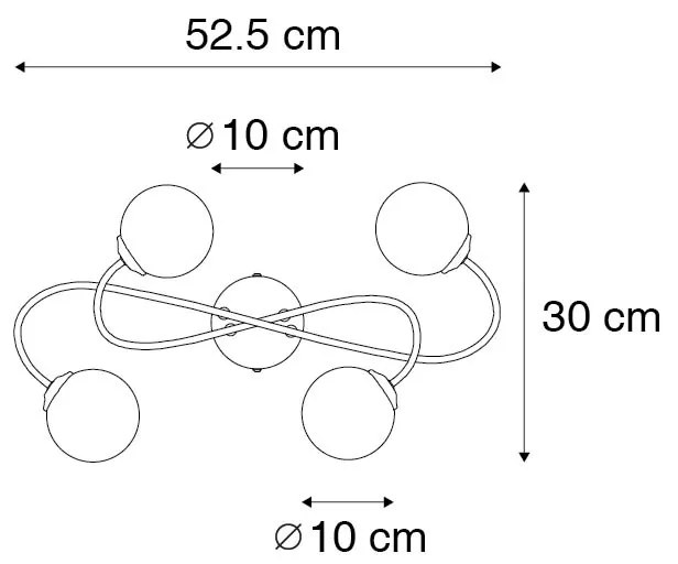 Candeeiro de teto moderno dourado 4 luzes vidro fumê - ATHENS