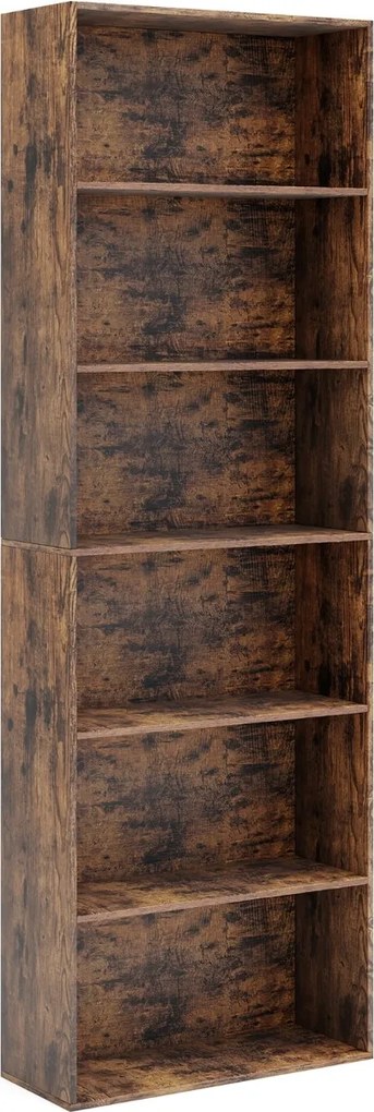 Estante aberta de 6 níveis 60 x 23,5 x 178 cm moderna para sala, quarto ou escritório Café