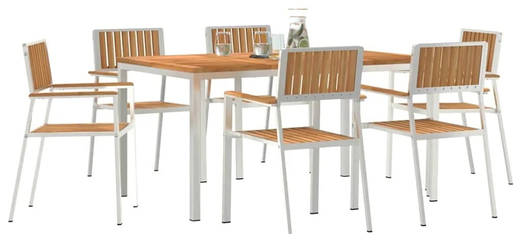 Conjunto de Jantar de Jardim vidaXL 7 Peças em Madeira de Teca Maciça