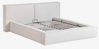 Cama Com Canapé Abatível Estofada Lunari Chenille Branco Pérola & 160 X 200 Cm & Sem Colchão - Sklum