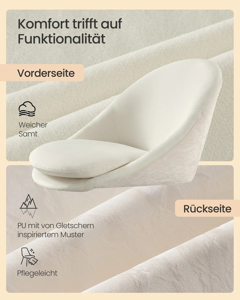 Cadeira para escritório em casa, ajustável em altura, com almofada estofada em branco creme