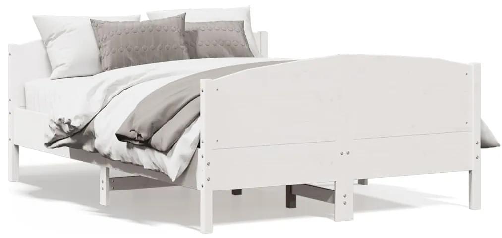 3216168 vidaXL Estrutura de cama com cabeceira 160x200 cm pinho maciço branco