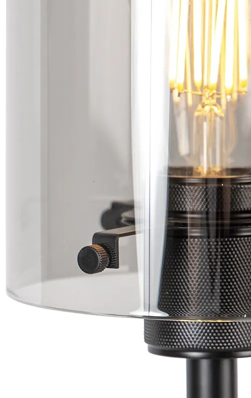 Candeeiro de pé design preto com vidro fumê - Dome Design