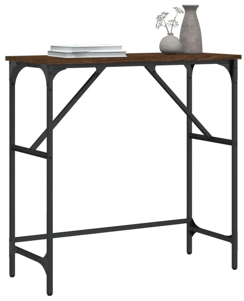 Mesa consola 75x32x75 cm derivados madeira carvalho castanho