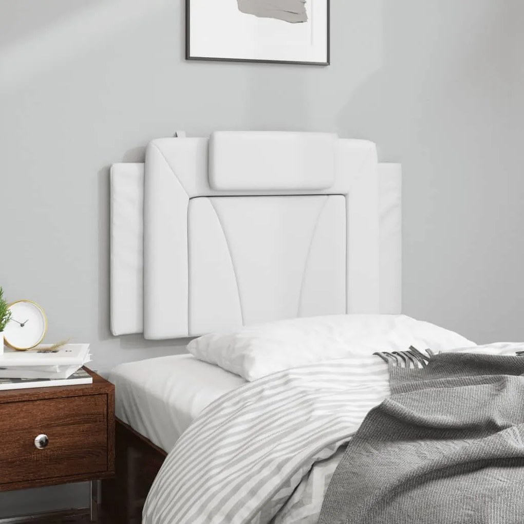 Almofadão de cabeceira 80 cm couro artificial branco