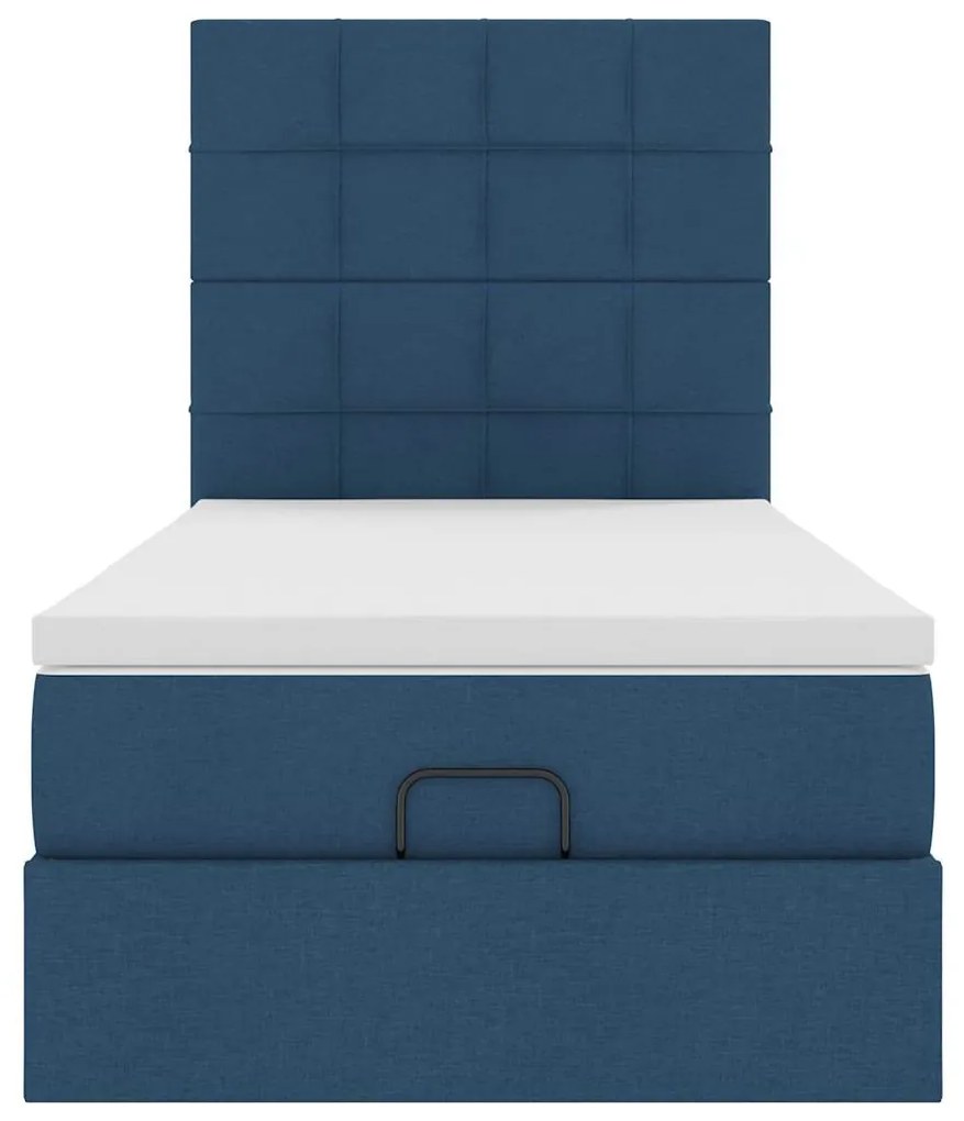 Cama otomana com colchão 90x200 cm tecido azul