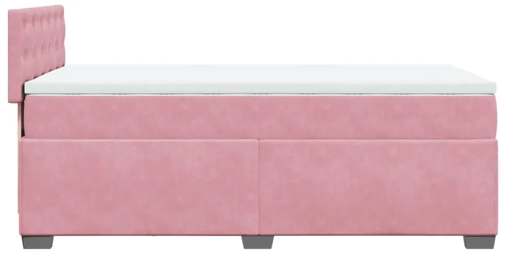Cama com molas/colchão 100x200 cm veludo rosa