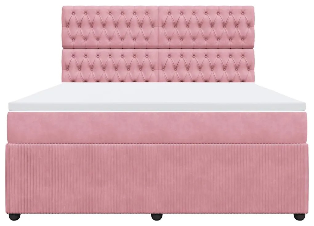 Cama com molas/colchão 180x200 cm veludo rosa