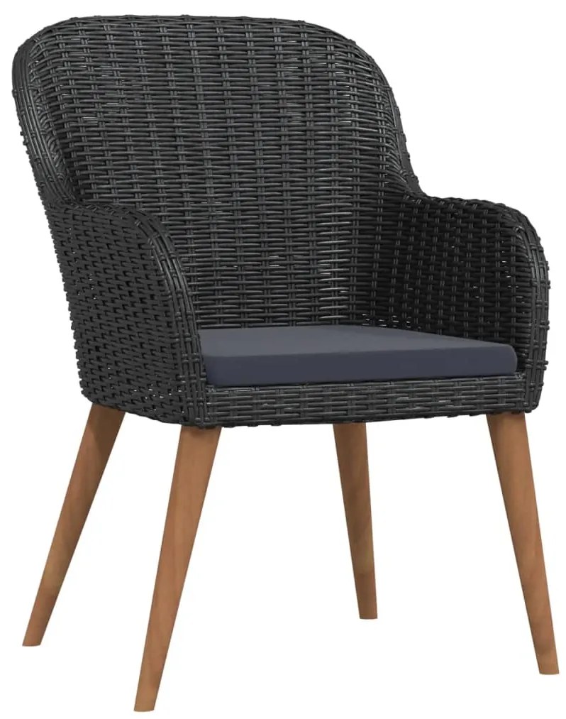 5 pcs conjunto de jantar p/ jardim c/ almofadões preto