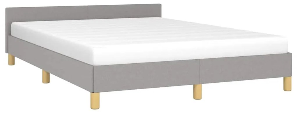Estrutura de cama sem colchão 140x190 cm tecido cinzento-claro