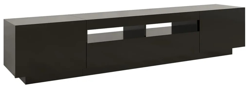 Móvel de TV com luzes LED 200x35x40 cm preto