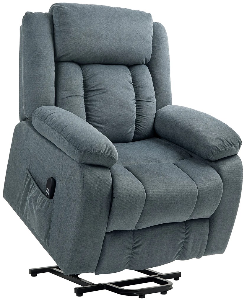 HOMCOM Poltrona Relax Reclinável Elétrica Poltrona Levanta Pessoas com Controlo Remoto Apoio para os Pés e Bolsos Laterais 92x94x105 cm Cinza | Aosom Portugal
