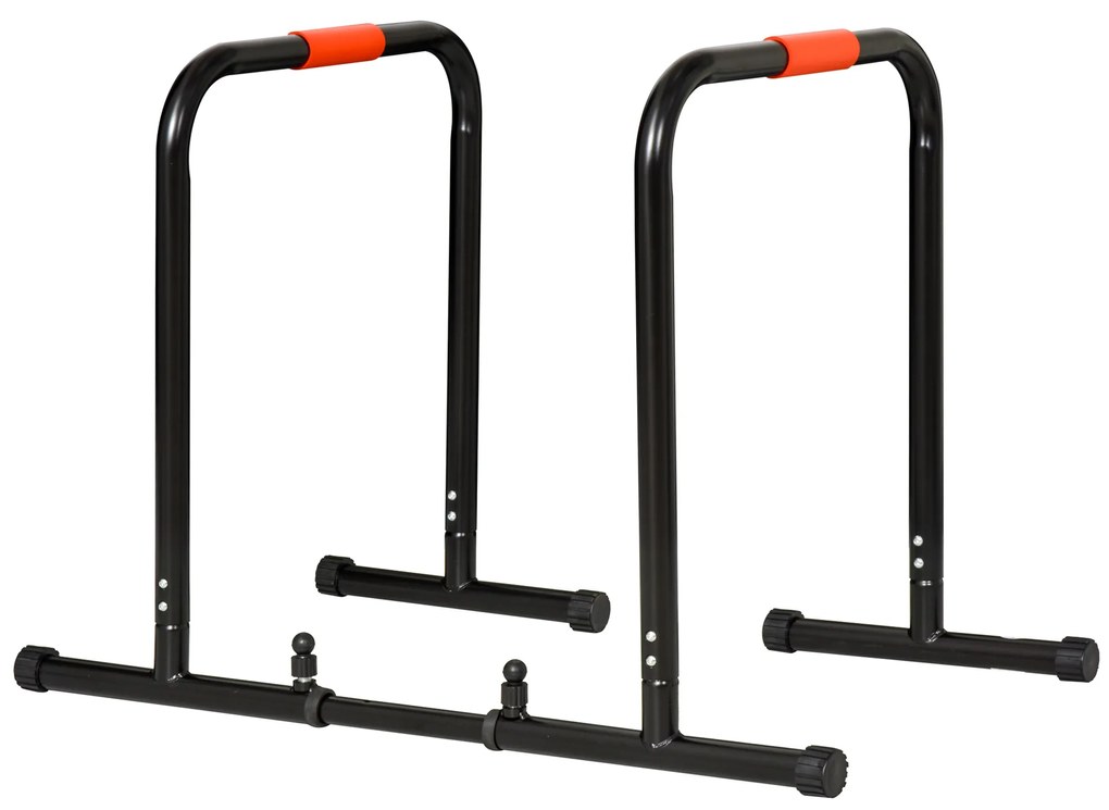 HOMCOM barras paralelas Largura ajustável para treino com alças de aço antiderrapante 89-99x62x72 cm Preto | Aosom Portugal